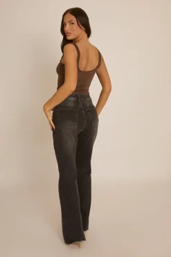 Rebellious Fashion Chocolate Draped Square Neck Top - Marci