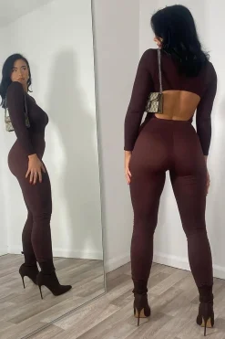 Rebellious Fashion Chocolate High Waist Jersey Leggings - Kirsty