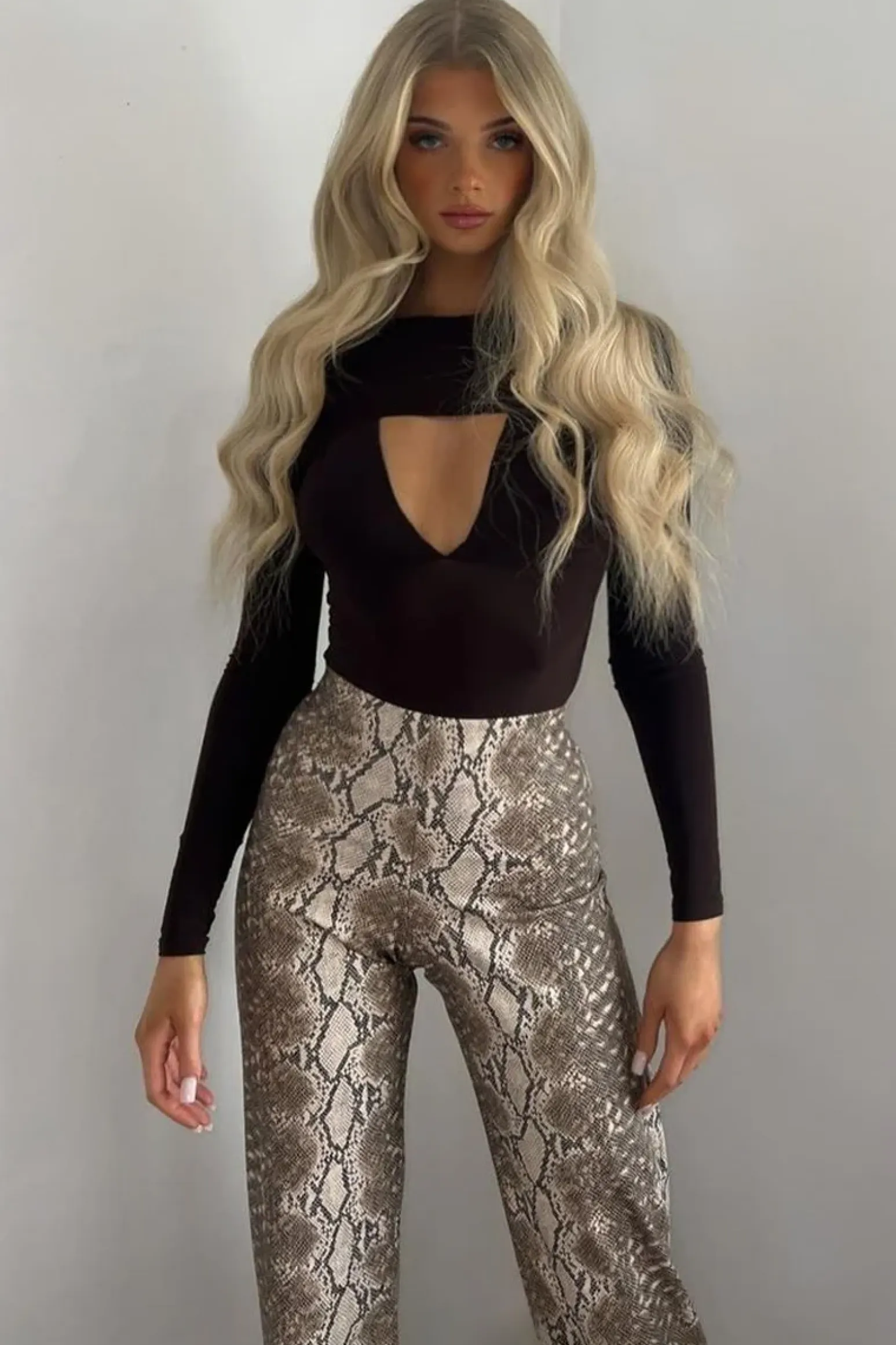 Rebellious Fashion Chocolate Layered Full Sleeve Bodysuit - Aniya