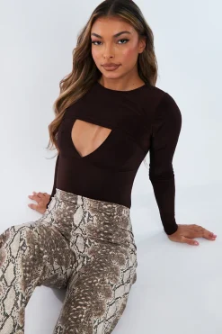 Rebellious Fashion Chocolate Layered Full Sleeve Bodysuit - Aniya