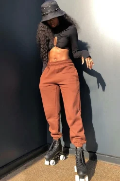 Rebellious Fashion Chocolate Oversized Joggers - Erica