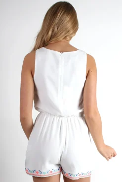 Rebellious Fashion Cindy White Floral Detail Playsuit