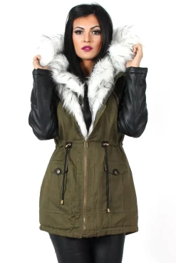 Rebellious Fashion Claire Khaki Faux Fur Parka Coat