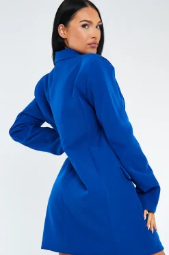 Rebellious Fashion Cobalt Blue Oversized Blazer Dress - Janell