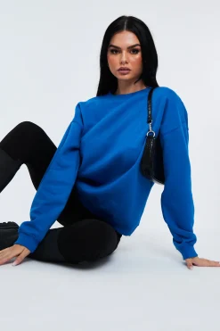 Rebellious Fashion Cobalt Blue Oversized Sweatshirt - Tesse