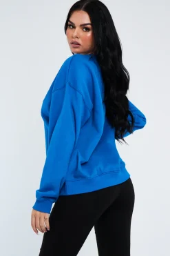 Rebellious Fashion Cobalt Blue Oversized Sweatshirt - Tesse