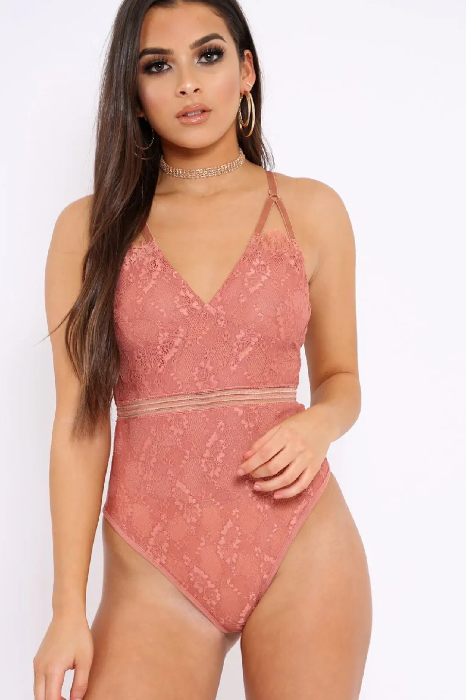 Rebellious Fashion Coral Lace Open Back Bodysuit - Naomie