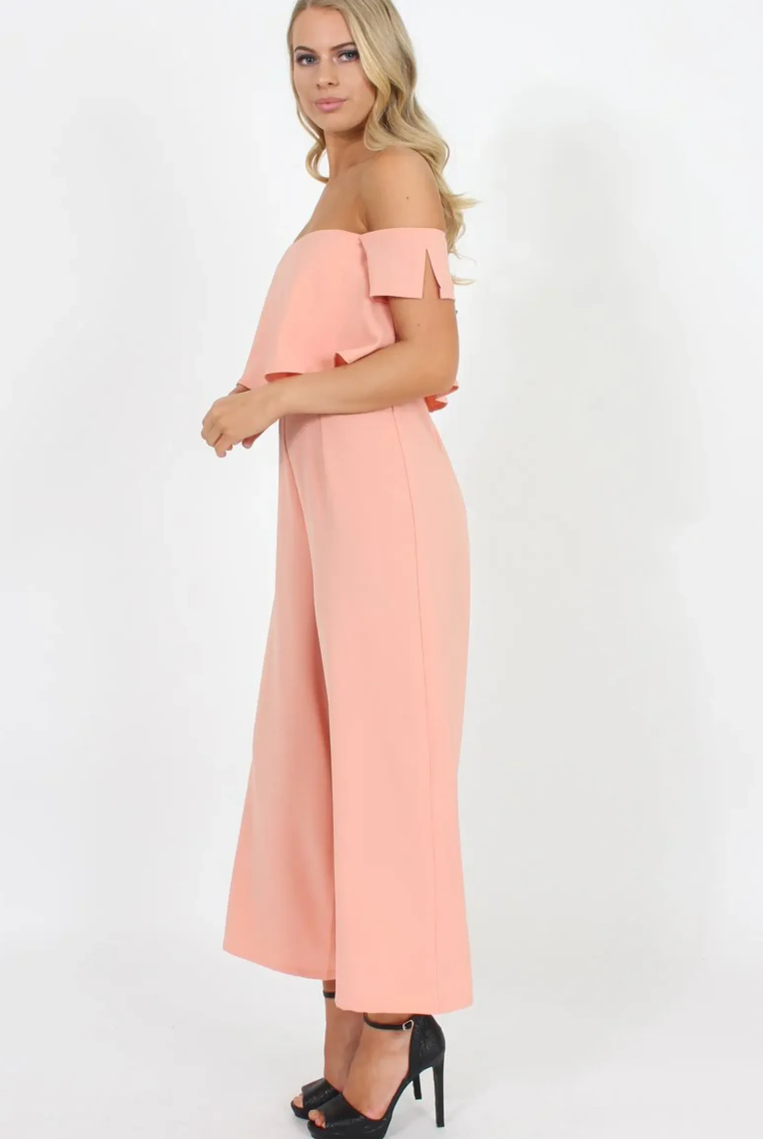 Rebellious Fashion Coral Off The Shoulder Jumpsuit - Kyda