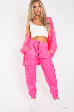 Rebellious Fashion Coral Pink Shell Zip Up Windbreaker - Ginnie