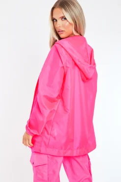 Rebellious Fashion Coral Pink Shell Zip Up Windbreaker - Ginnie