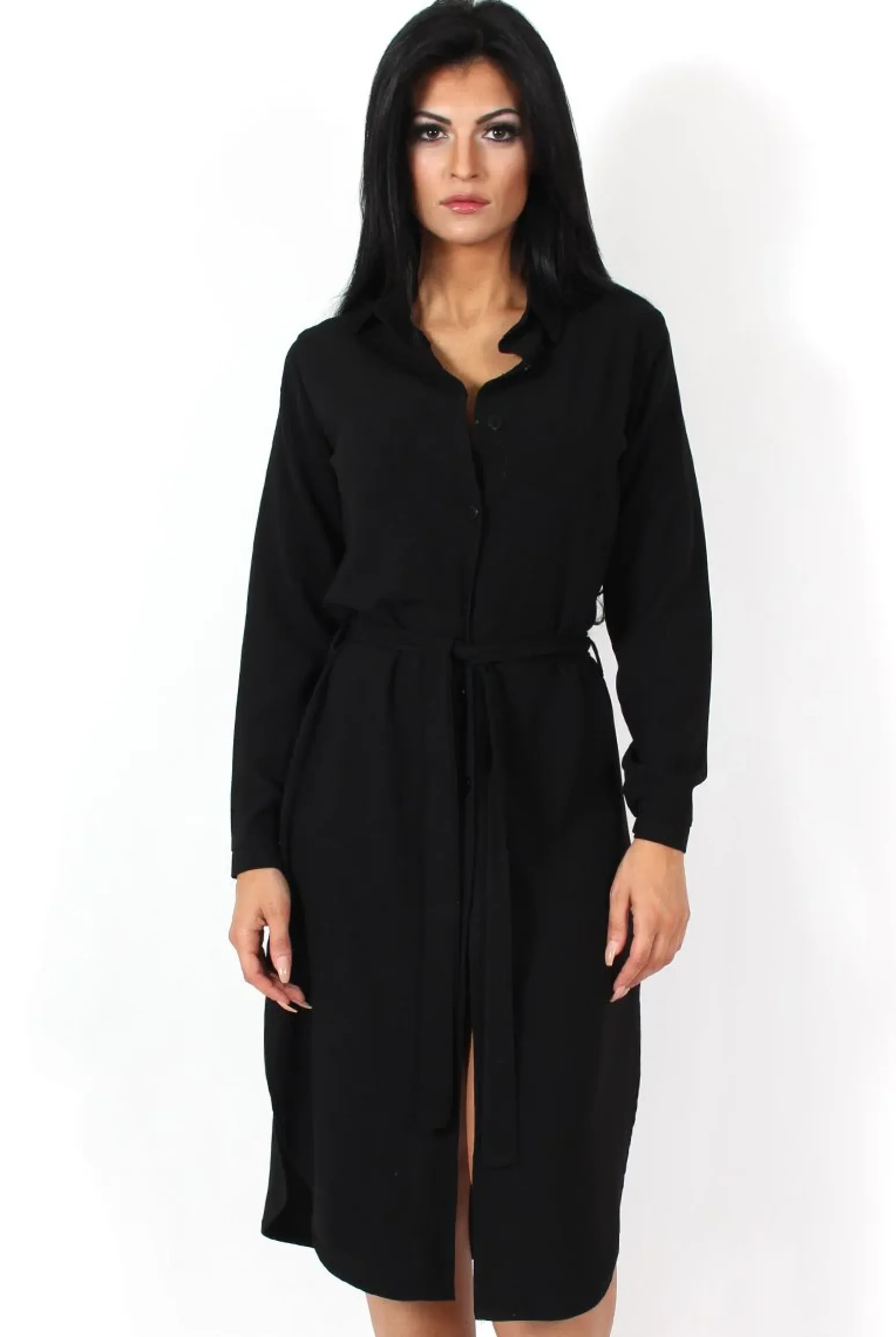 Rebellious Fashion Cori Black Split Shirt Dress