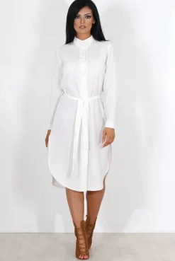 Rebellious Fashion Cori White Split Shirt Dress