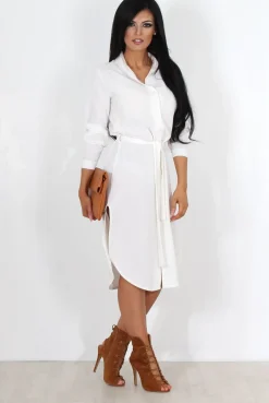Rebellious Fashion Cori White Split Shirt Dress