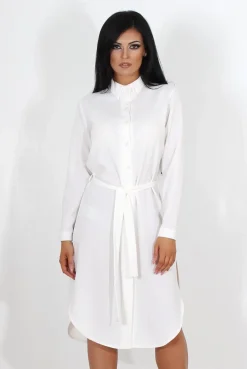Rebellious Fashion Cori White Split Shirt Dress