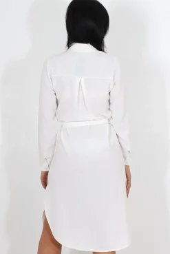 Rebellious Fashion Cori White Split Shirt Dress