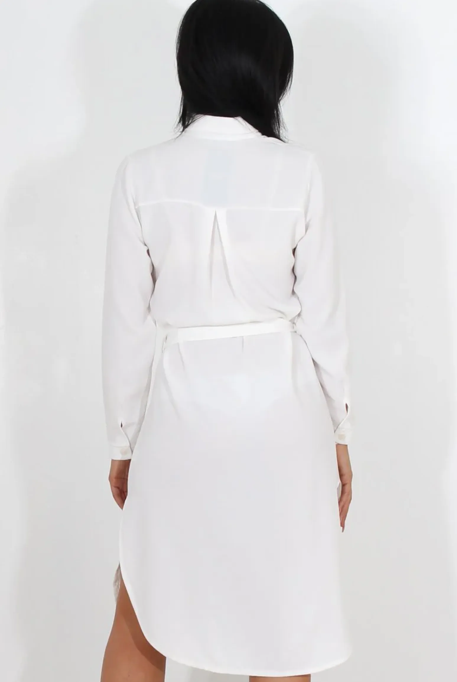 Rebellious Fashion Cori White Split Shirt Dress