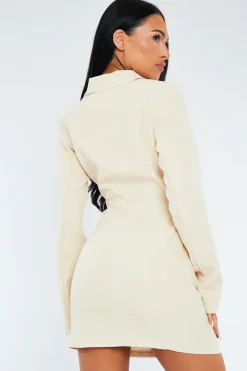 Rebellious Fashion Cream Cut Out Blazer Dress - Braydee