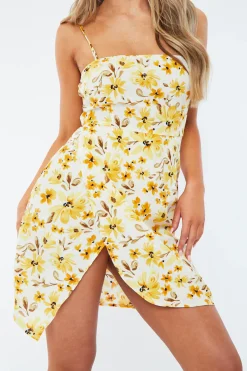 Rebellious Fashion Cream Floral Wrap Front Mini Dress - Georgia