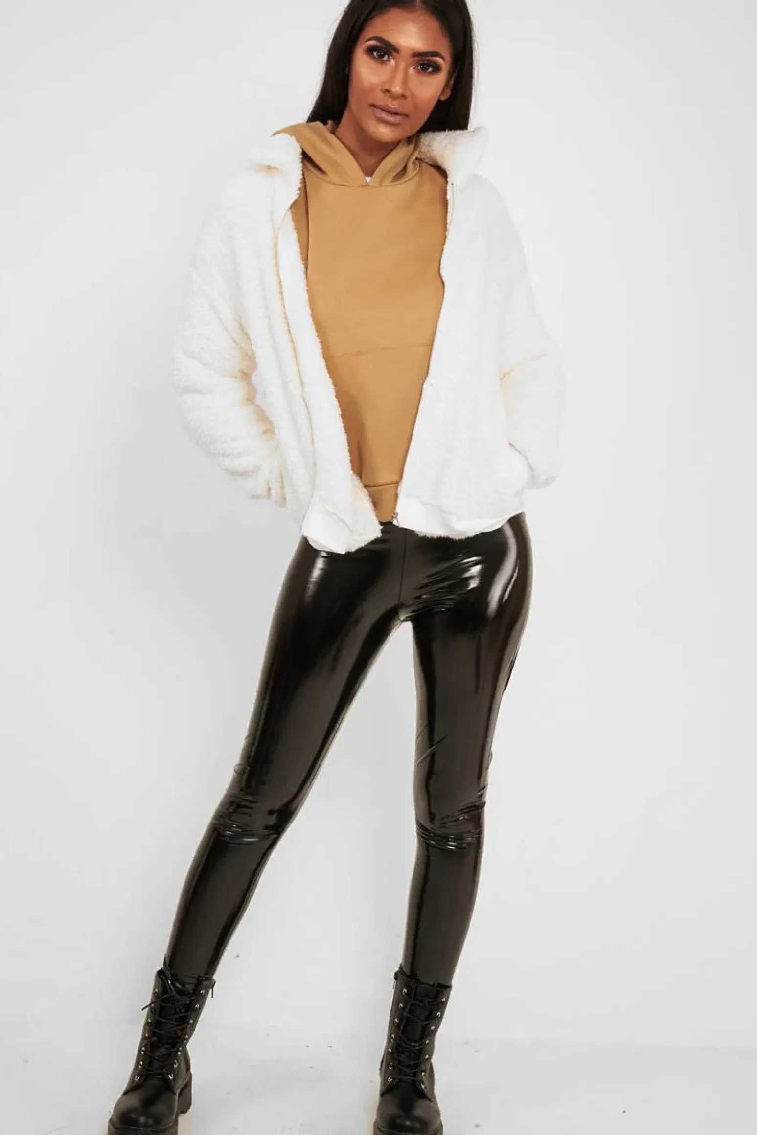 Rebellious Fashion Cream Borg Zip Front Jacket - Danyelle