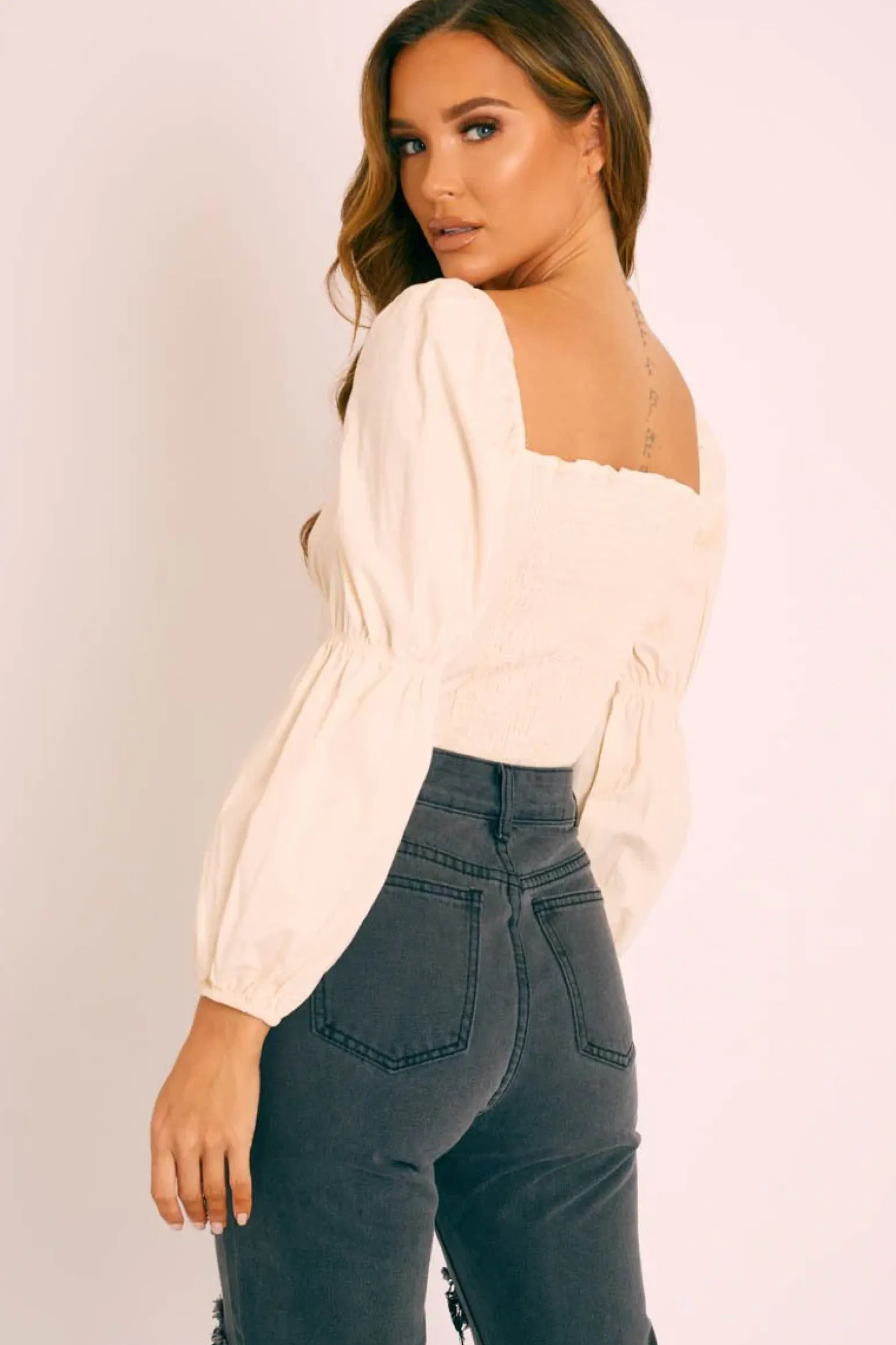 Rebellious Fashion Cream Button Up Milkmaid Crop Top - Miyah