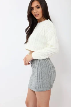 Rebellious Fashion Cream Cable Knit Cropped Jumper - Georgie