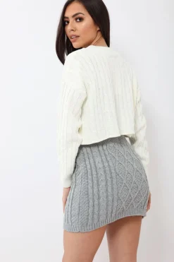 Rebellious Fashion Cream Cable Knit Cropped Jumper - Georgie