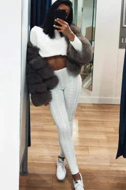 Rebellious Fashion Cream Cable Knit Loungewear Co-ord - Anha