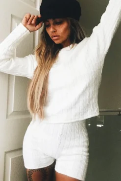 Rebellious Fashion Cream Cable Knit Loungewear Set - Karlie
