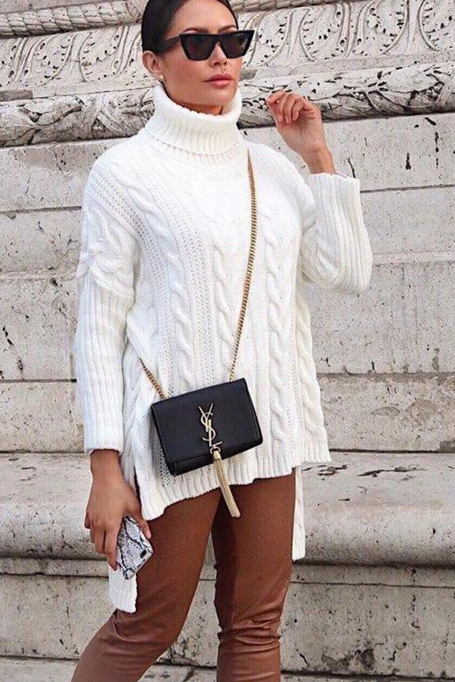 Rebellious Fashion Cream Cable Knit Roll Neck Jumper - Laraina