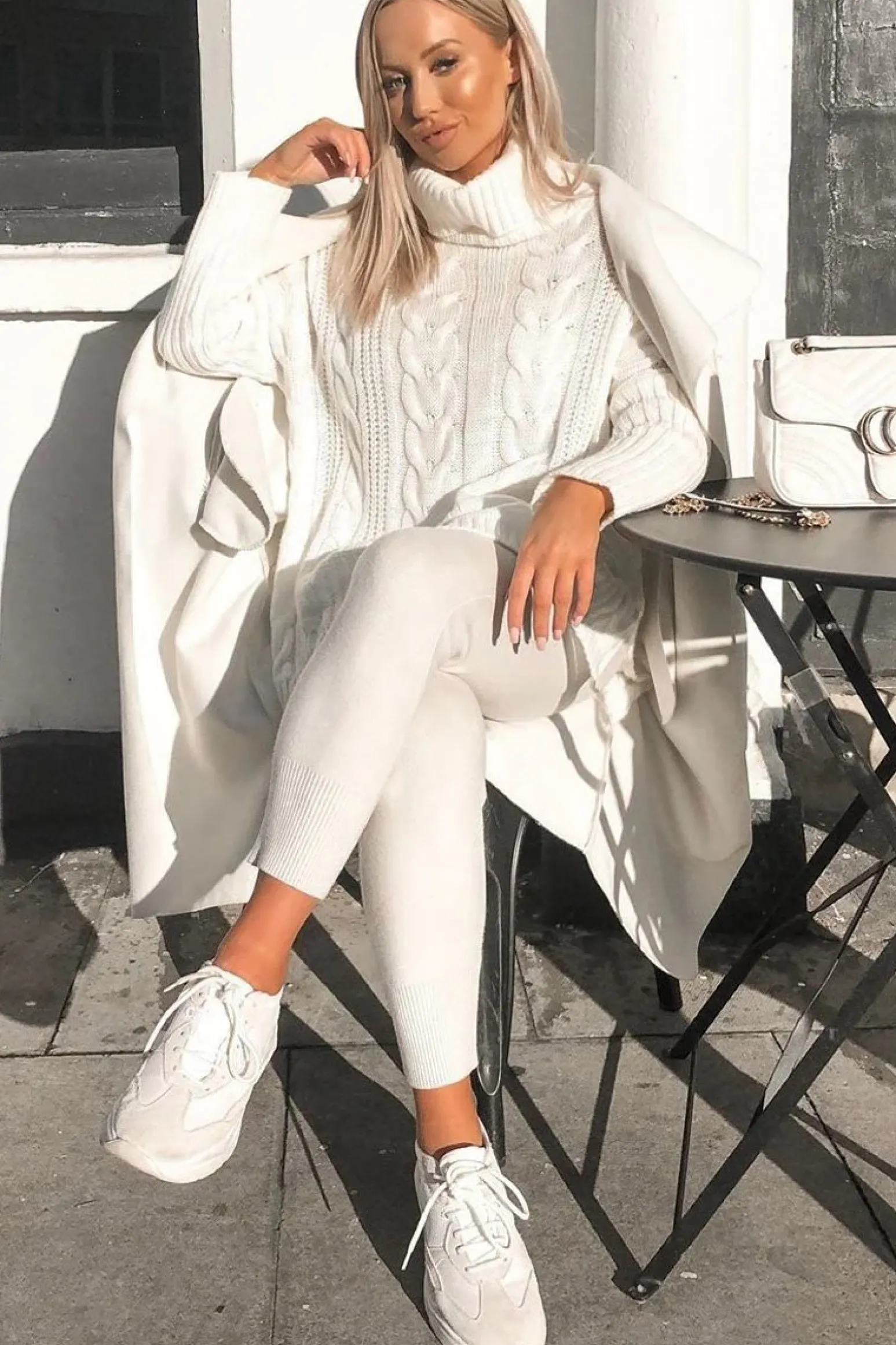 Rebellious Fashion Cream Cable Knit Roll Neck Jumper - Laraina