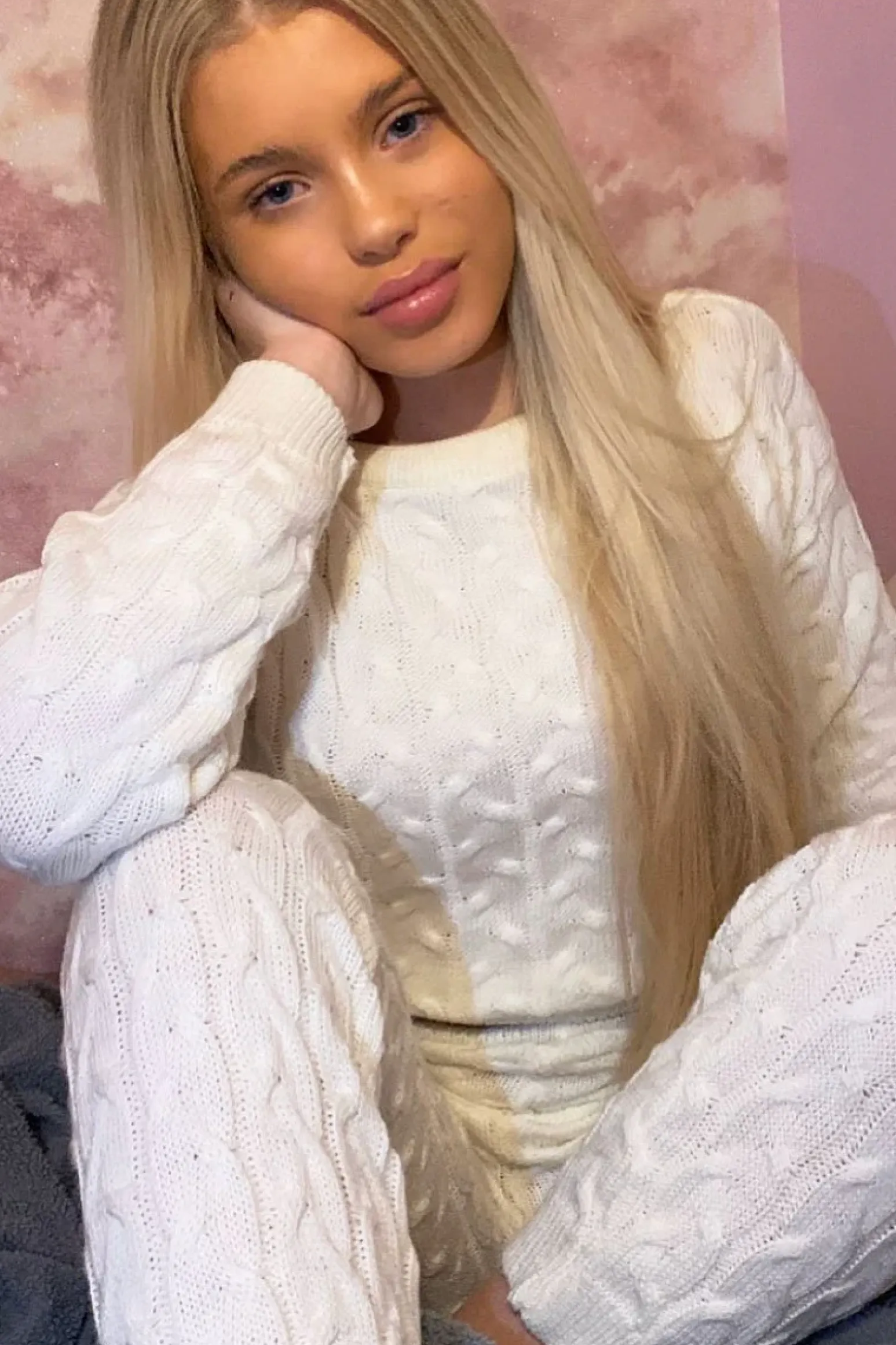 Rebellious Fashion Cream Cable Knit Sweater and Leggings Loungewear Co-ord - Ionia