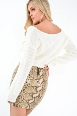 Rebellious Fashion Cream Chunky Knit Cropped Jumper - Jasmin