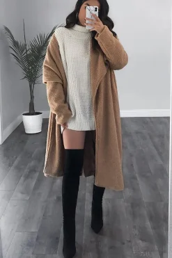 Rebellious Fashion Cream Chunky Knit Jumper Dress - Maci