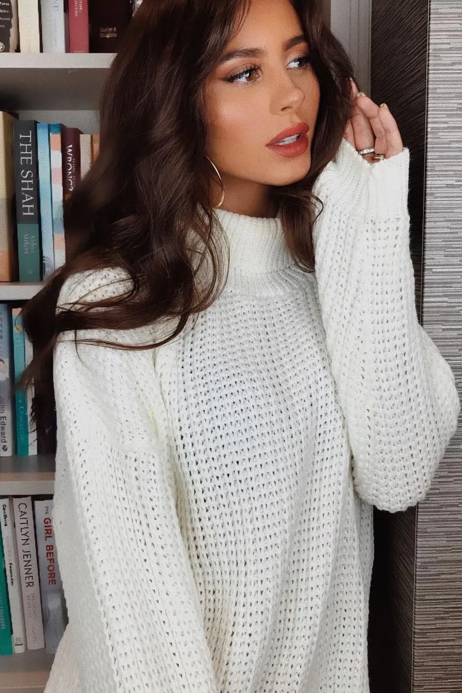 Rebellious Fashion Cream Chunky Knit Jumper Dress - Maci