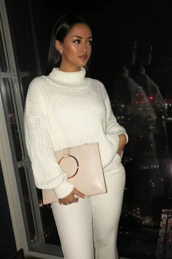 Rebellious Fashion Cream Chunky Knit Jumper Dress - Maci