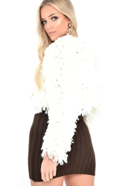 Rebellious Fashion Cream Crop Shaggy Jacket - Idelle