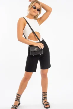 Rebellious Fashion Cream Cut Out Racer Neck Sleeveless Bodysuit - Kourtney