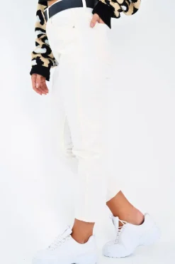 Rebellious Fashion Cream Denim High Waist Mom Jeans - Raeyah