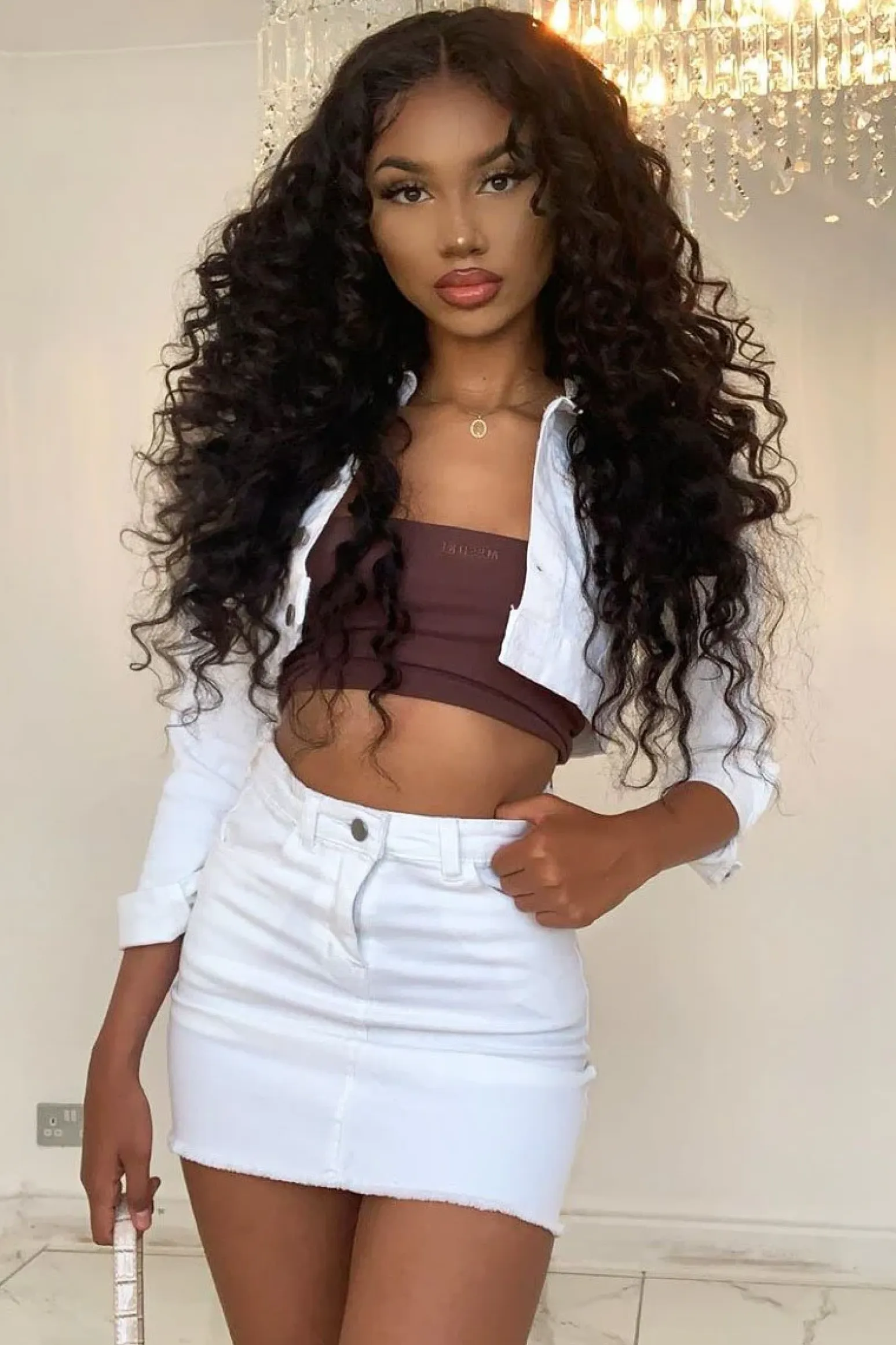 Rebellious Fashion Cream Denim Jacket and Skirt Co-ord - Kaiden