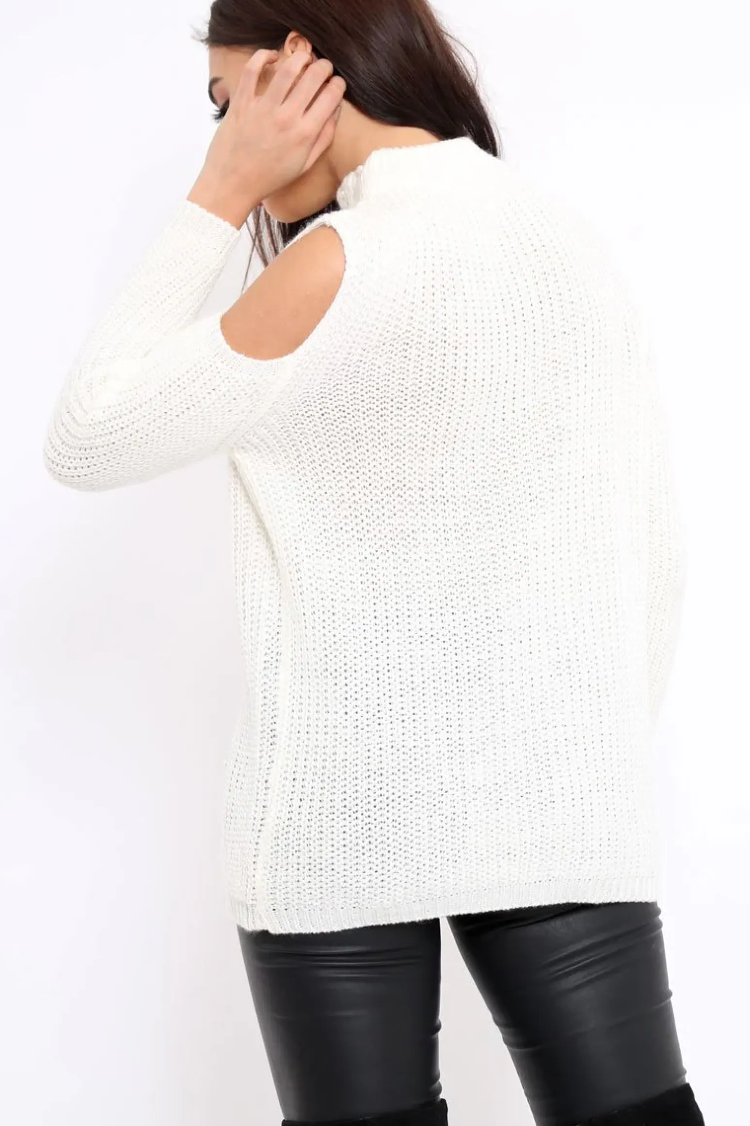 Rebellious Fashion Cream Distressed Pearl Chunky Knit Jumper - Narla