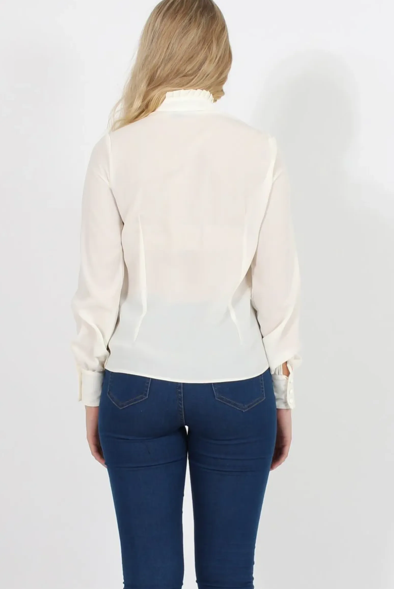 Rebellious Fashion Cream Frill Front Blouse - Camille