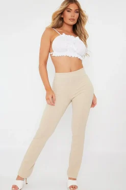 Rebellious Fashion Cream Front Seam Flare Trousers - Megen