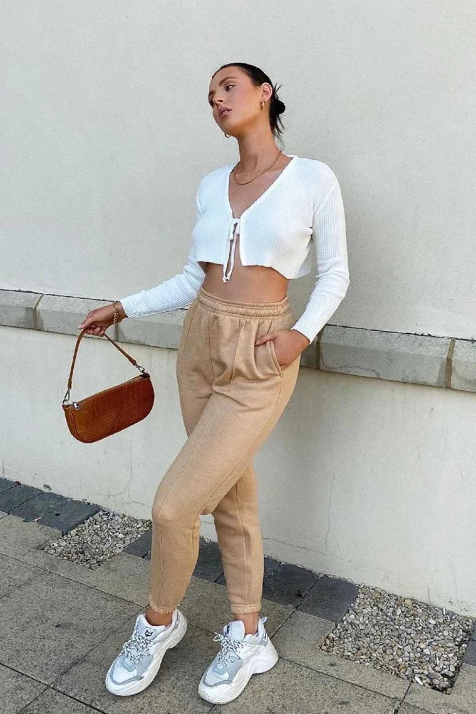 Rebellious Fashion Cream Front Tie Knit Cardigan Top - Paloma