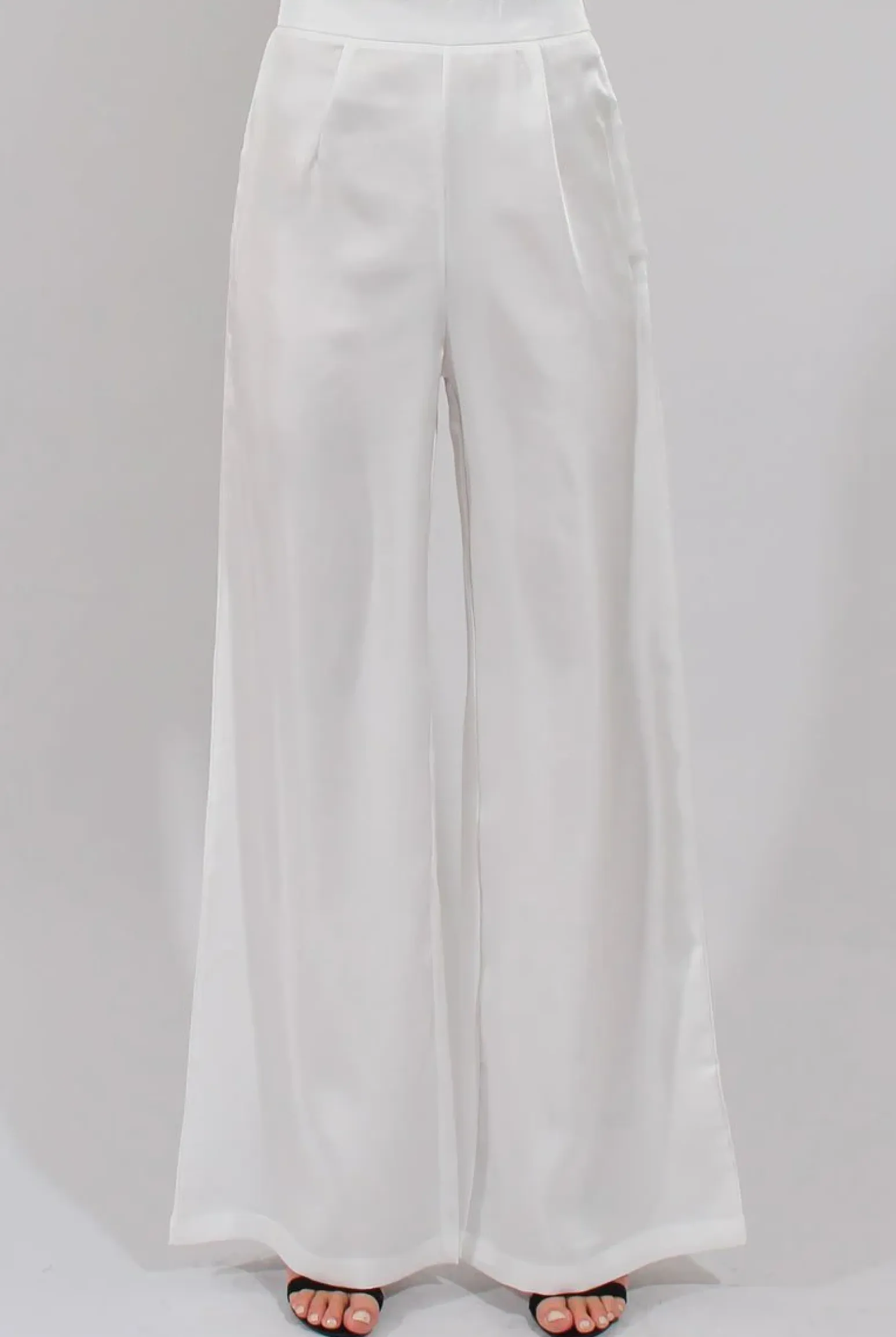 Rebellious Fashion Cream High Waisted Satin Trousers - Alexia