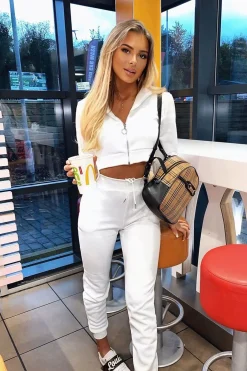 Rebellious Fashion Cream Hoodie and Joggers Loungewear Co-ord Set - Bluebell