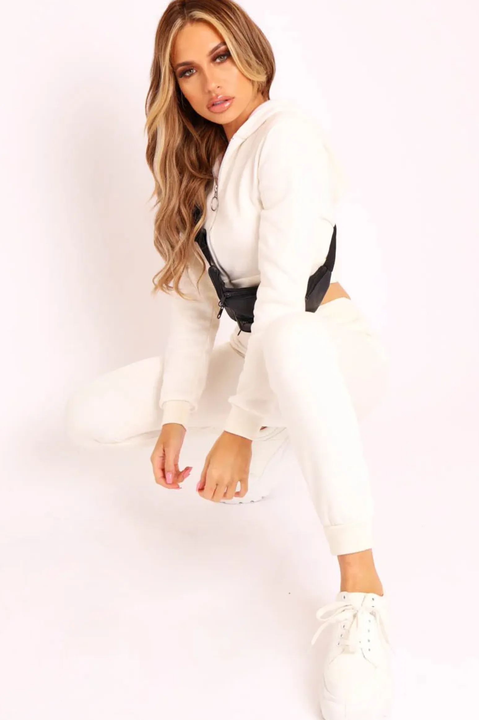Rebellious Fashion Cream Hoodie and Joggers Loungewear Co-ord Set - Bluebell