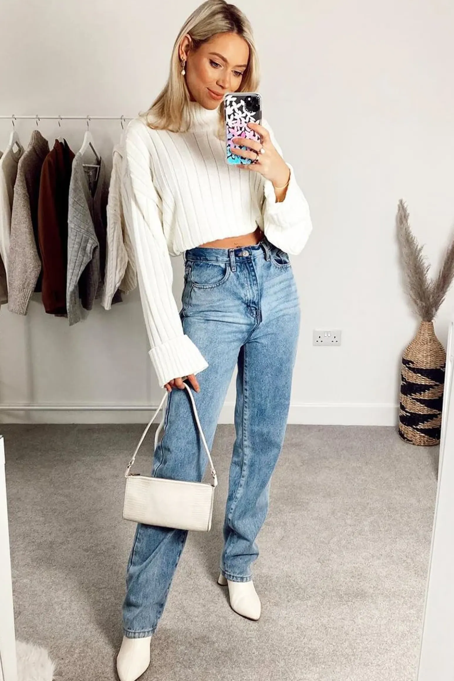 Rebellious Fashion Cream Knit High Neck Jumper - Jaelynn
