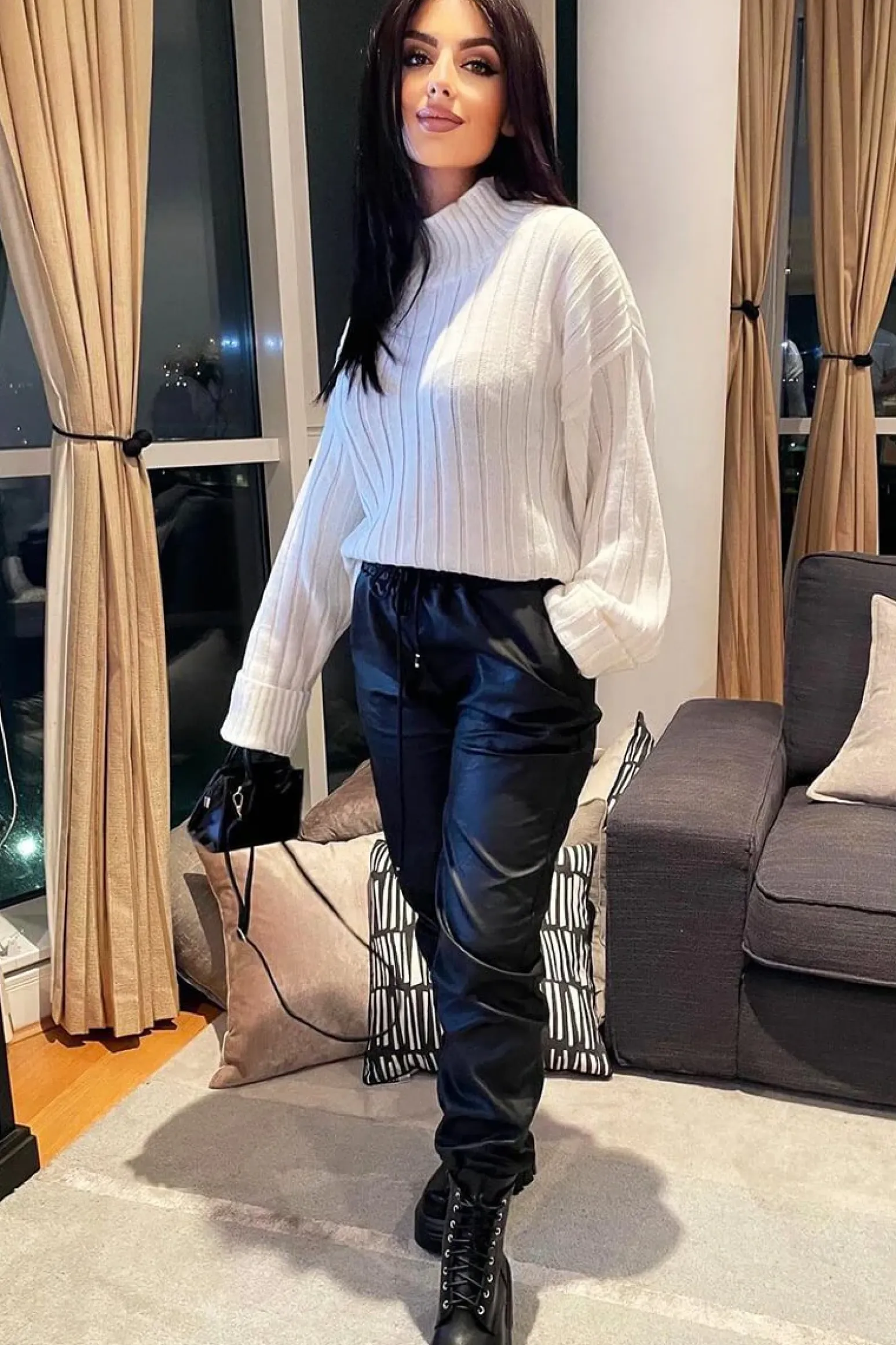 Rebellious Fashion Cream Knit High Neck Jumper - Jaelynn