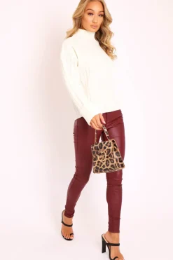 Rebellious Fashion Cream Knit High Neck Jumper - Jaelynn