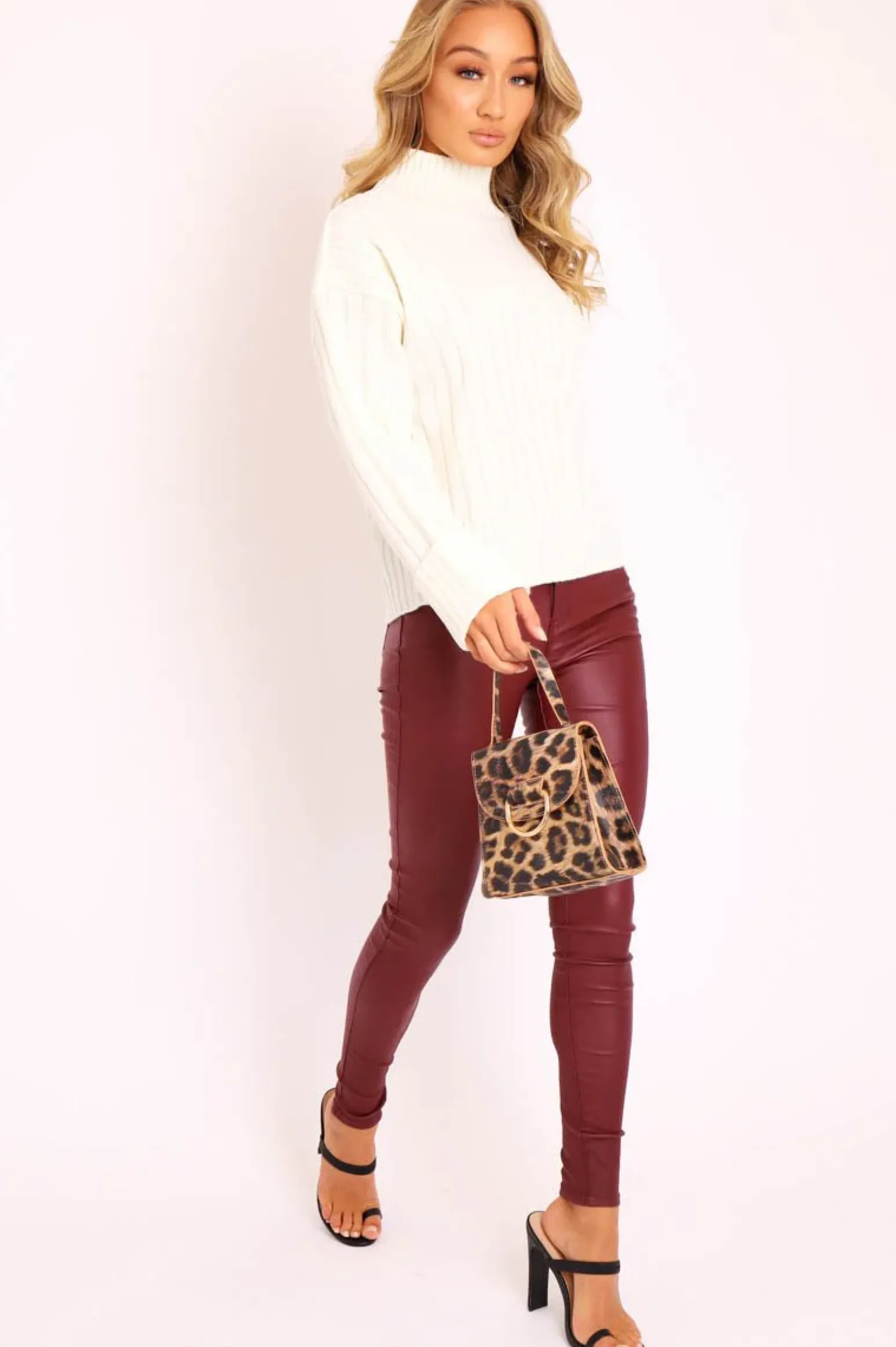 Rebellious Fashion Cream Knit High Neck Jumper - Jaelynn